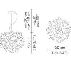 Suspension, Veli Aurea L, câble transparent, blanc, or, Ø60cm, H50cm - Slamp