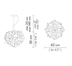 Suspension, Veli Aurea S, câble transparent, blanc, or, Ø42cm, H36cm - Slamp