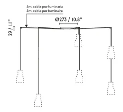 Suspension, Venice 5L, noir et blanc, Ø20cm, H19,7cm - Faro