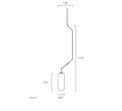 Suspension, Ventus, 1, LED, 2700K, 200 lm, laiton, verre opalin, Ø19cm, H132cm - FRAMA