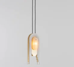 Suspension, Vima, albâtre, laiton, L36cm, H40cm - Bert Frank
