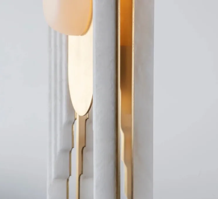 Suspension, Vima, albâtre, laiton, L36cm, H40cm - Bert Frank