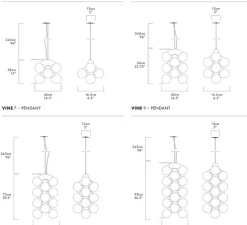 Suspension, Vine 3 pendant, Midnight, chrome, LED, 3000K, lm, Ø42cm, H38cm - A-N-D