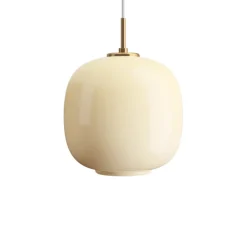 Suspension, VL 45 Radiohus, laiton, verre brillant jaune pâle, Ø25cm, H32,8cm - Louis Poulsen