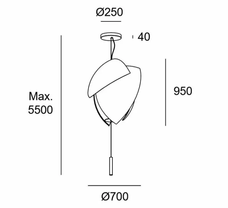 Suspension, Voiles Big Surface, blanc, LED, dim, 3000K, 4032 lm, Ø70cm, H95cm - LEDS C4