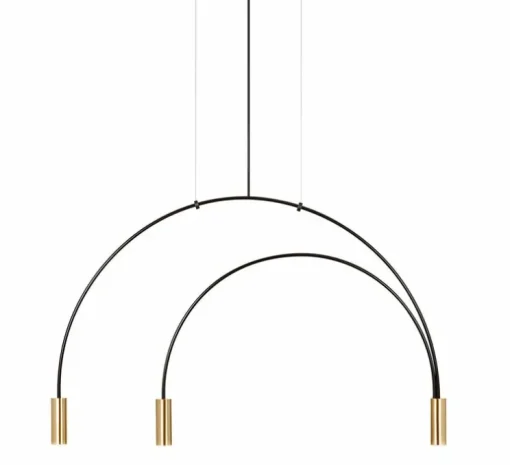 Suspension, Volta, T-3536-W, noire avec têtes dorées, rosace noire, LED, dim, 2700k, 3 x 565 lm, L86,7cm, H54,3cm - Estiluz