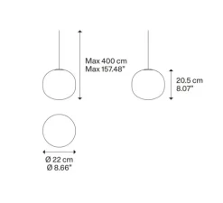 Suspension, Volum 22 sans rosace, blanc brillant, Ø22cm, H20,5cm - Lodes