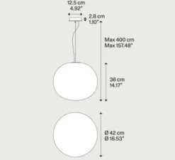Suspension, Volum 42 sans rosace, blanc brillant, Ø42cm, H42cm - Lodes