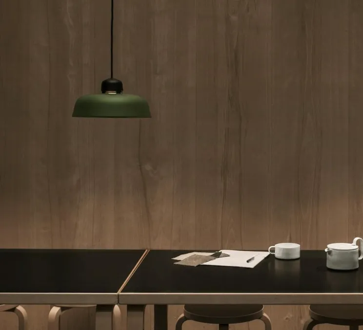 Suspension, w162 Dalston S1, vert olive, noir, LED, dim, 2700K, 524 lm, Ø30,2cm, H15,2cm - Wastberg