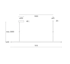 Suspension, W181 Linier Pro, noir, LED, dim, 3000K, 2730 lm, L151,5cm, H3cm - Wastberg