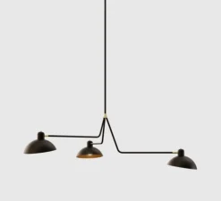 Suspension, Waldorf triple, noir et laiton , 2700K, 400lm, Ø152cm, H137cm - Lambert & fils