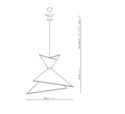 Suspension, XL Kimono, Blanc et noir, Ø80cm, H67cm - DesignHeure