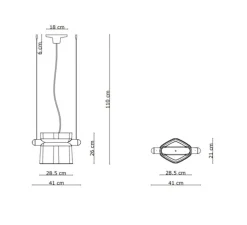 Suspension, Yakitori C2791, bleu, jaune, gris sable, L41cm, H26cm - Ferroluce