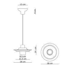 Suspension, Yakitori C2791, orange, moka, vert, L41cm, H26cm - Ferroluce