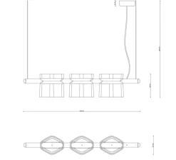 Suspension, Yakitori, orange, bleu, blanc, L130cm, H26cm - Ferroluce