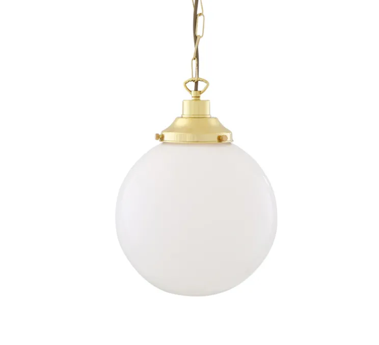 Suspension, Yerevan , laiton poli, verre opalin, Ø25cm, H32cm - Mullan Lighting