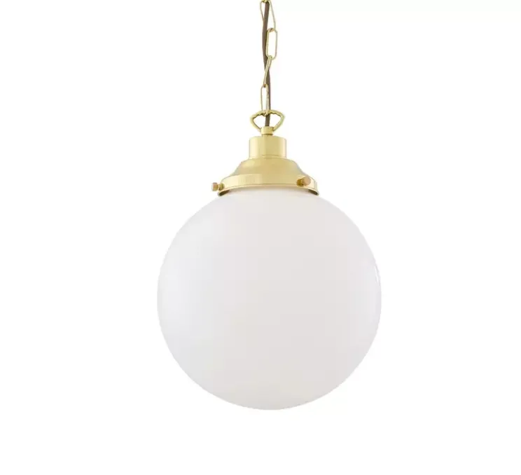 Suspension, Yerevan , laiton poli, verre opalin, Ø25cm, H32cm - Mullan Lighting