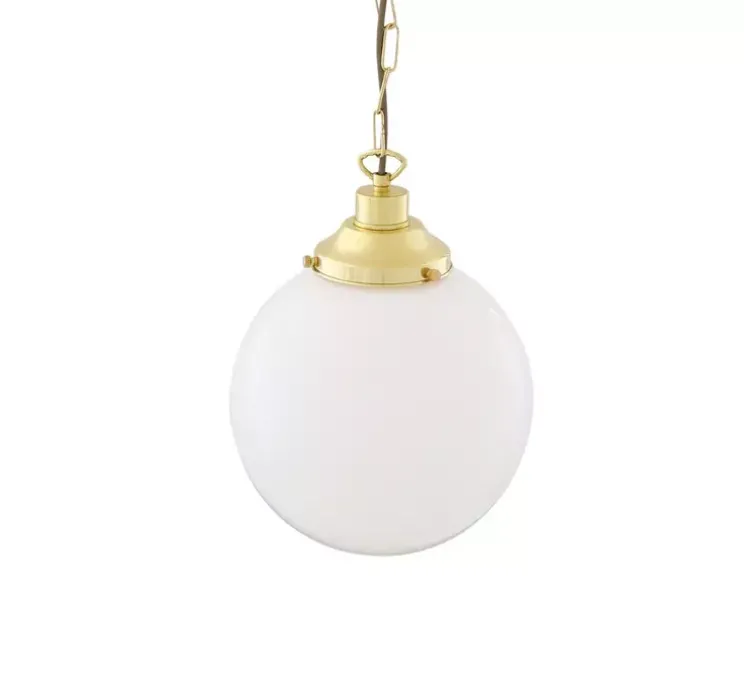 Suspension, Yerevan , laiton poli, verre opalin, Ø25cm, H32cm - Mullan Lighting