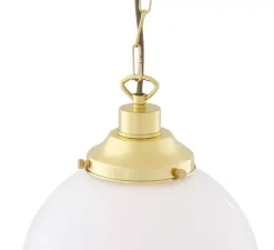 Suspension, Yerevan , laiton poli, verre opalin, Ø25cm, H32cm - Mullan Lighting