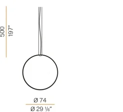 Suspension, Zero round vertical, cuivre, LED, dim, 2700k, 3059 lm, Ø74cm, H5cm - Panzeri