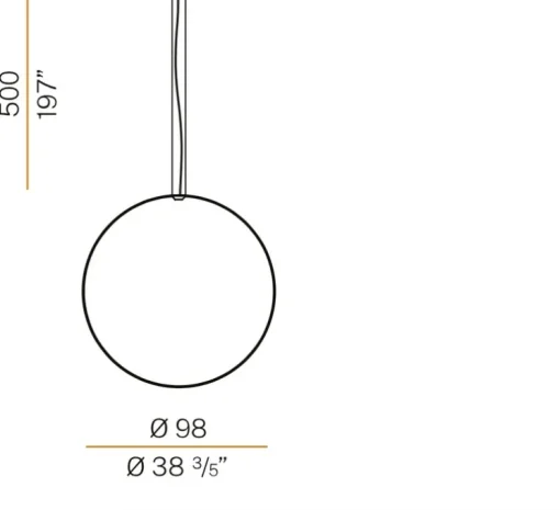 Suspension, Zero round vertical, cuivre, LED, dim, 2700k, 4079 lm, Ø98cm, H5cm - Panzeri