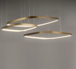 Suspension, Zero Square, laiton, LED, 2700K, 3000lm, L68cm, H5cm - Panzeri