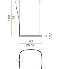 Suspension, Zero Square, laiton, LED, 2700K, 3000lm, L68cm, H5cm - Panzeri