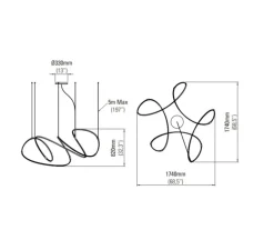 Suspension, Zigouzi 180, noir, LED, dim, 2700K, 10560 lm, Ø1740cm, H82cm - Dix heures dix
