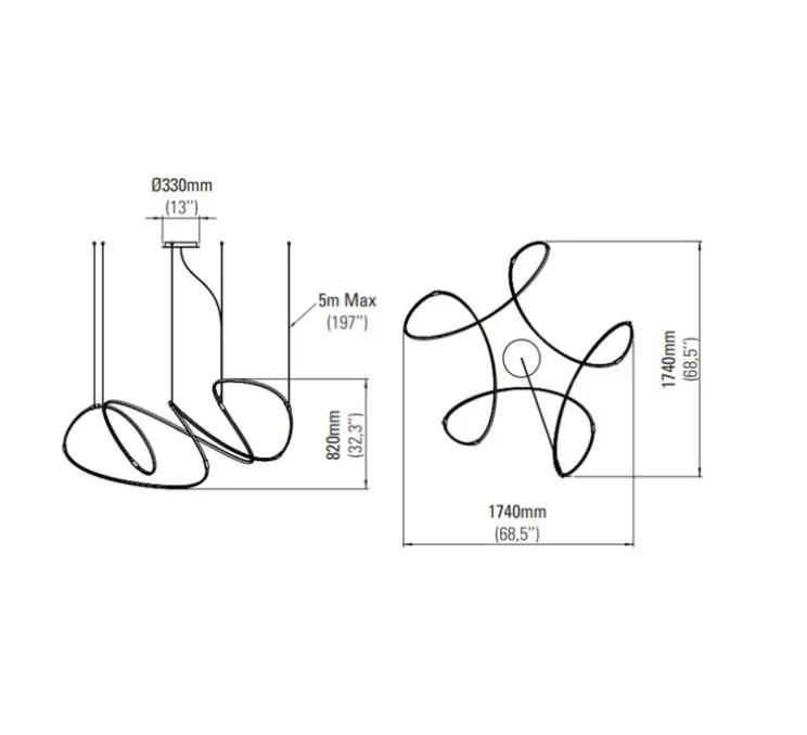 Suspension, Zigouzi 180, noir, LED, dim, 2700K, 10560 lm, Ø1740cm, H82cm - Dix heures dix