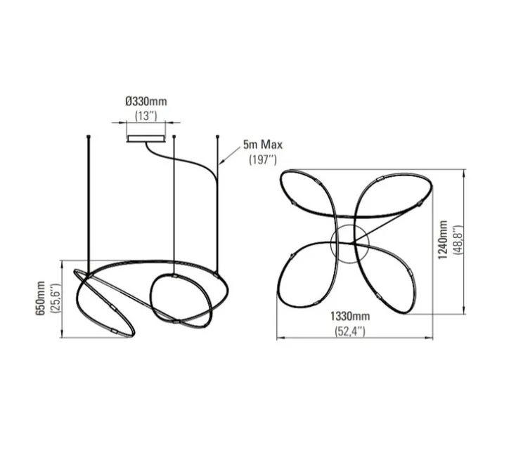 Suspension, Zigouzi 150, noir, LED, dim, 2700K, 7680 lm, L133cm, H85cm - Dix heures dix