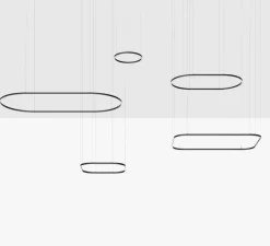 Suspension, Zirkol Circle Home, Up-Downlight, noir mat, IP40, LED, dim, DALI, 3000K, 8308 lm, Ø150cm, H5cm - Ilti Luce