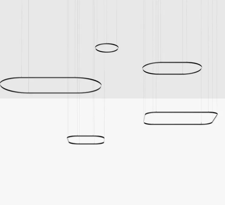 Suspension, Zirkol Circle Home, Up-Downlight, noir mat, IP40, LED, dim, DALI, 3000K, 8308 lm, Ø150cm, H5cm - Ilti Luce