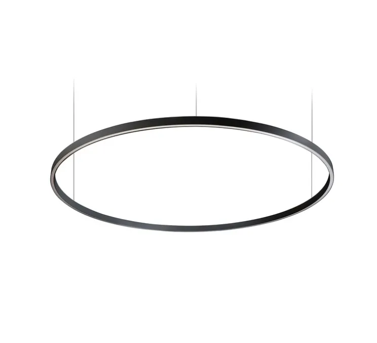 Suspension, Zirkol Circle Home, Up-Downlight, noir mat, IP40, LED, dim, DALI, 3000K, 8308 lm, Ø150cm, H5cm - Ilti Luce