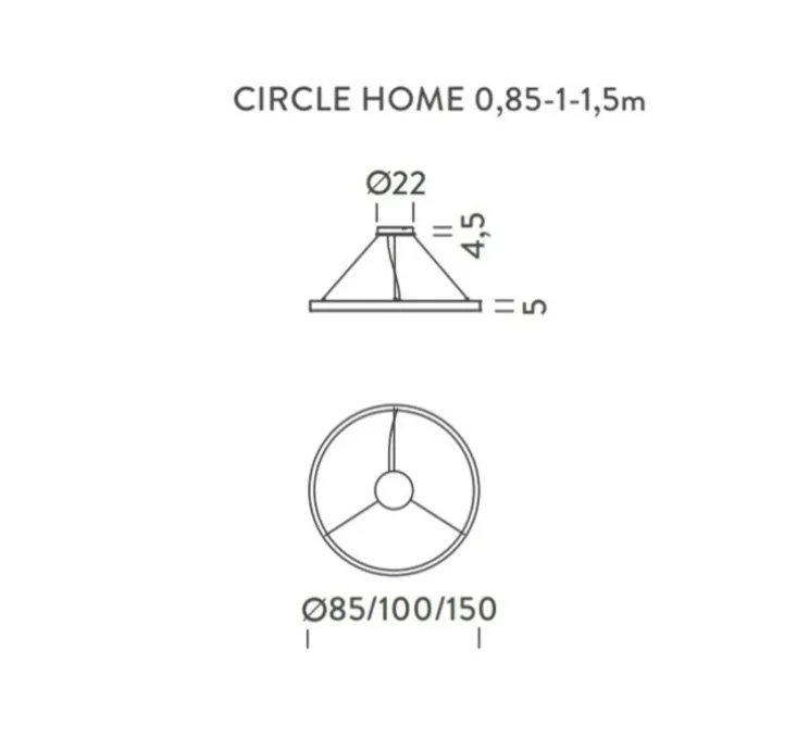 Suspension, Zirkol Circle Home, Up-Downlight, noir mat, IP40, LED, dim, DALI, 3000K, 8308 lm, Ø150cm, H5cm - Ilti Luce