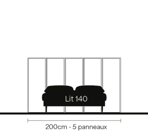Tête de lit, Wallwood, droit, chêne, pour lit 140 à 180cm + 2 liseuses Ascoli, noir, L200cm, H120cm - Studio Gazelles Editions