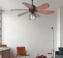 Ventilateur de plafond lumineux, Chicago, noir, Ø90cm, H46cm - Faro