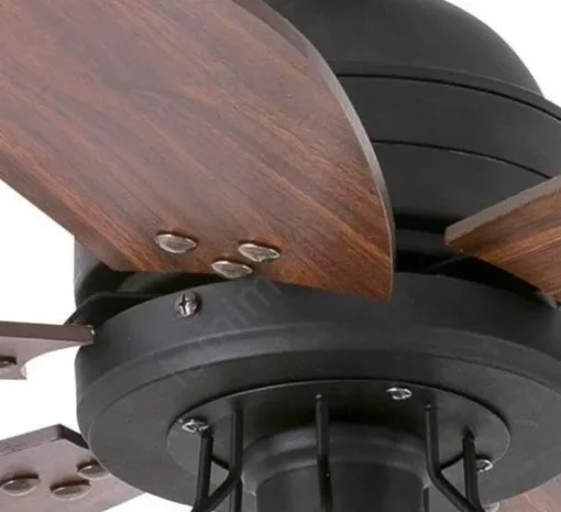 Ventilateur de plafond lumineux, Chicago, noir, Ø90cm, H46cm - Faro
