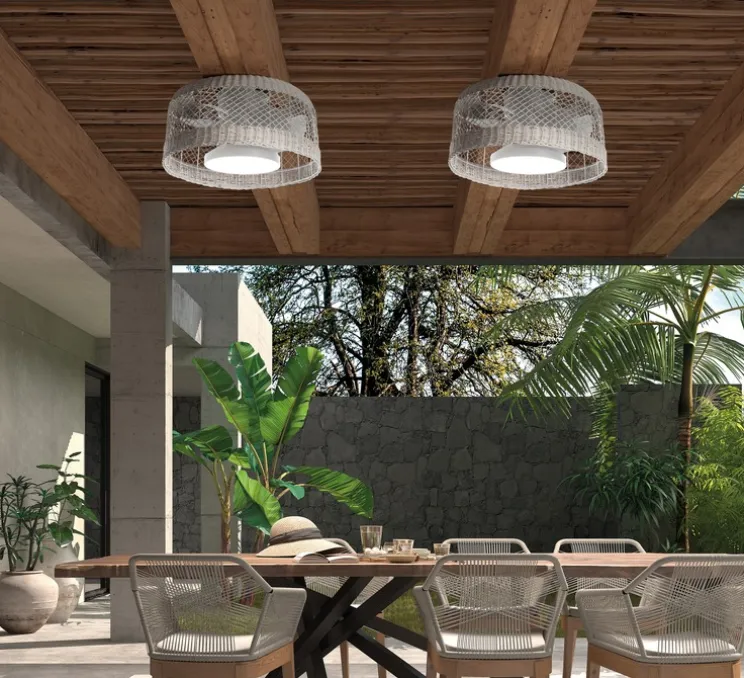 Ventilateur lumineux, Ibiza, été/hiver, blanc, rotin blanc, LED, dim, 3000 / 4000 / 6000K, 2400 lm, Ø61,2cm, H28,8cm - MDC