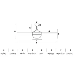 Ventilateur lumineux, ICARIA, été/hiver, vieil or, Ø132cm, H41,5cm - FARO
