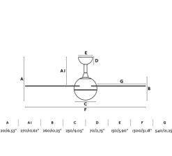 ventilateur lumineux, IZARO, été/hiver, DC Motor, blanc, LED, 3000K, 850lm, Ø132cm, H42cm - Faro