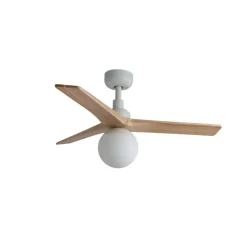 Ventilateur lumineux, KLIM S, blanc, pin, Ø92,5cm, H40,8cm - Faro