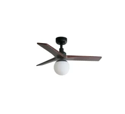 Ventilateur lumineux, KLIM S, noir, noyer foncé, Ø92,5cm, H40,8cm - Faro