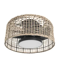 Ventilateur lumineux, Madeira, été/hiver, noir, rotin naturel, LED, dim, 3000 / 4000 / 6000K, 2400 lm, Ø61,2cm, H28,8cm - MDC