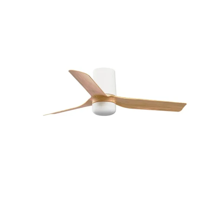Ventilateur lumineux, Mini Punt Tube S, blanc, pâles bois, LED, dim, 2700-4000-6000K, 480 lm, Ø90cm, H23cm - Faro