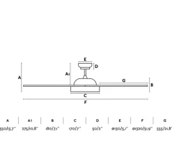 Ventilateur lumineux, POLARIS, été/hiver, DC Motor, blanc, LED, 2700K, 1500lm, Ø132cm, H27,5cm - FARO