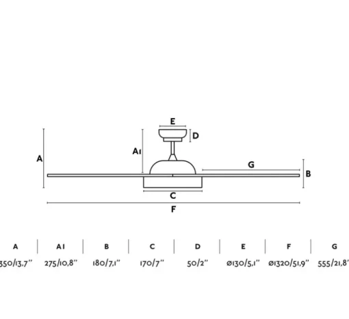 Ventilateur lumineux, POLARIS, été/hiver, DC Motor, blanc, LED, 2700K, 1500lm, Ø132cm, H27,5cm - FARO
