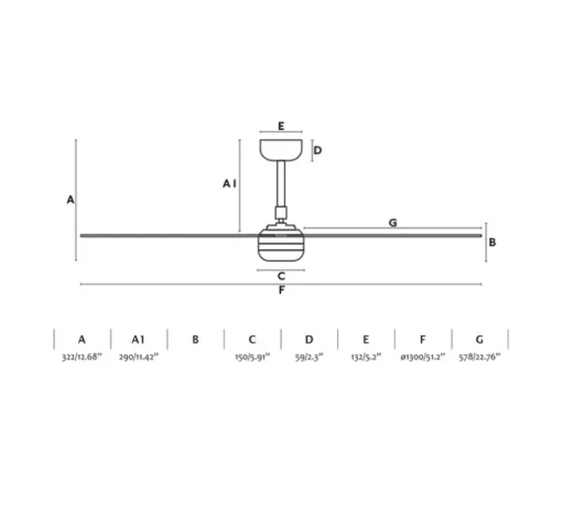 Ventilateur lumineux, Punt M, noir, LED, dim, 3000 - 4200 - 6500K, 723 lm, Ø130cm, H32,2cm - Faro