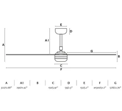 Ventilateur lumineux, Punt M Smart Tuya, blanc et bois clair, LED, dim, 3000 - 4200 - 6500K, 678 lm, Ø130cm, H32,2cm - Faro
