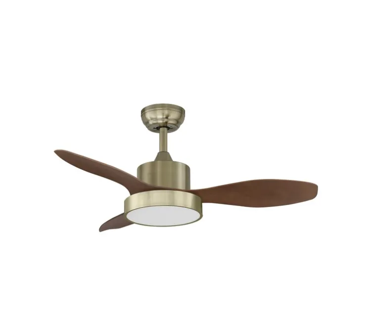 Ventilateur lumineux, Riga XS, été/hiver, laiton antique, marron, LED, dim, 3000 / 4000 / 6000K, 2200 lm, Ø96,5cm, H45cm - MDC