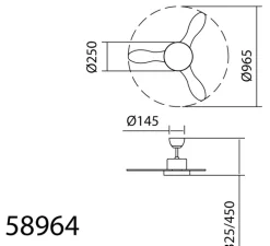Ventilateur lumineux, Riga XS, été/hiver, laiton antique, marron, LED, dim, 3000 / 4000 / 6000K, 2200 lm, Ø96,5cm, H45cm - MDC